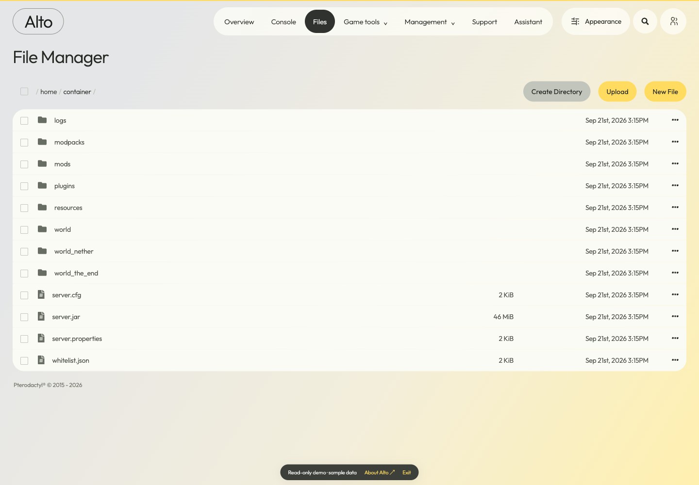 Alto — File browser · sample data
