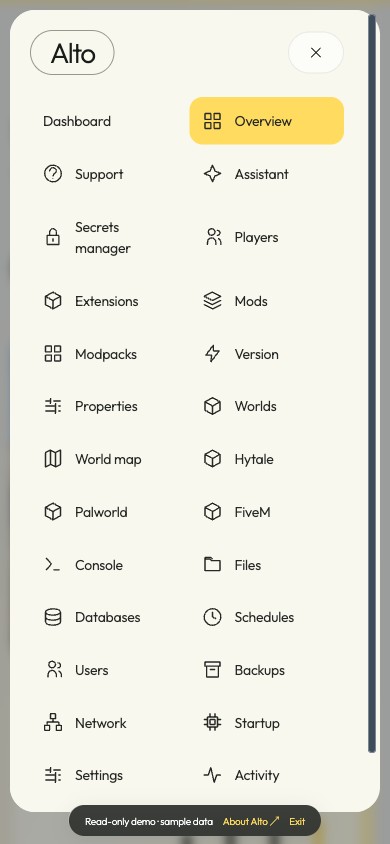 Alto mobile navigation drawer