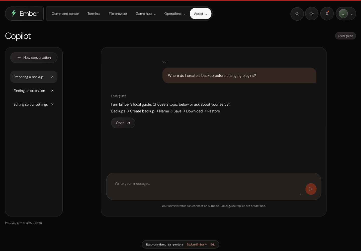 Ember — Copilot · sample data