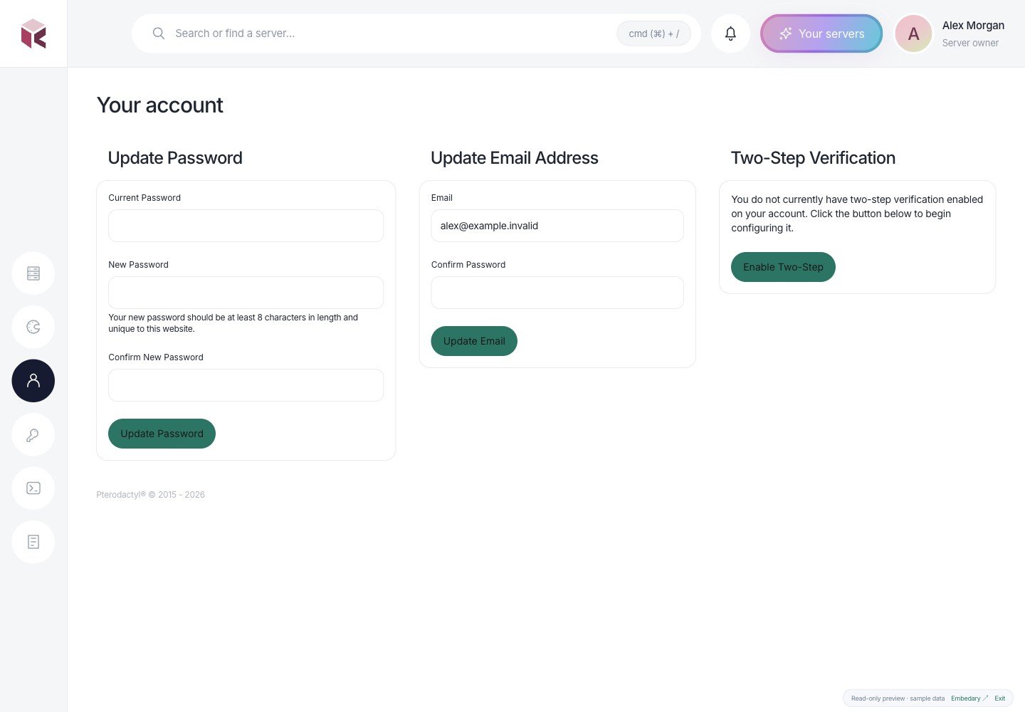 Kivo — Your account · sample data