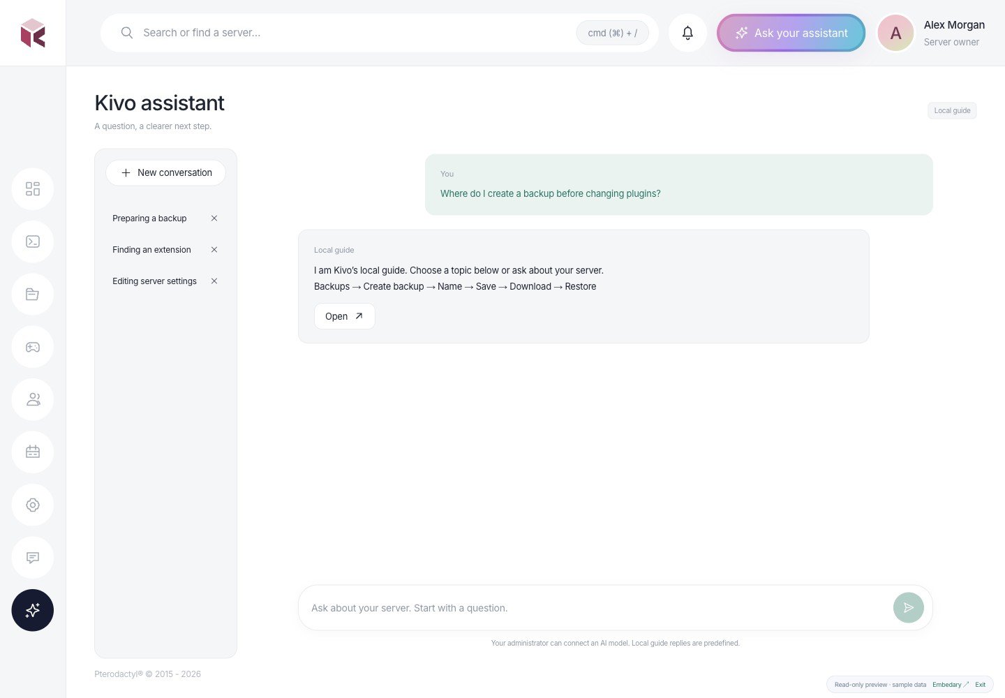 Kivo — Kivo assistant · sample data