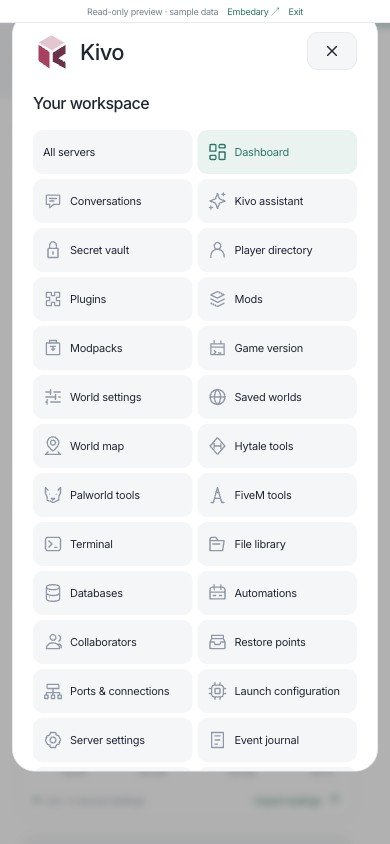 Kivo mobile navigation drawer