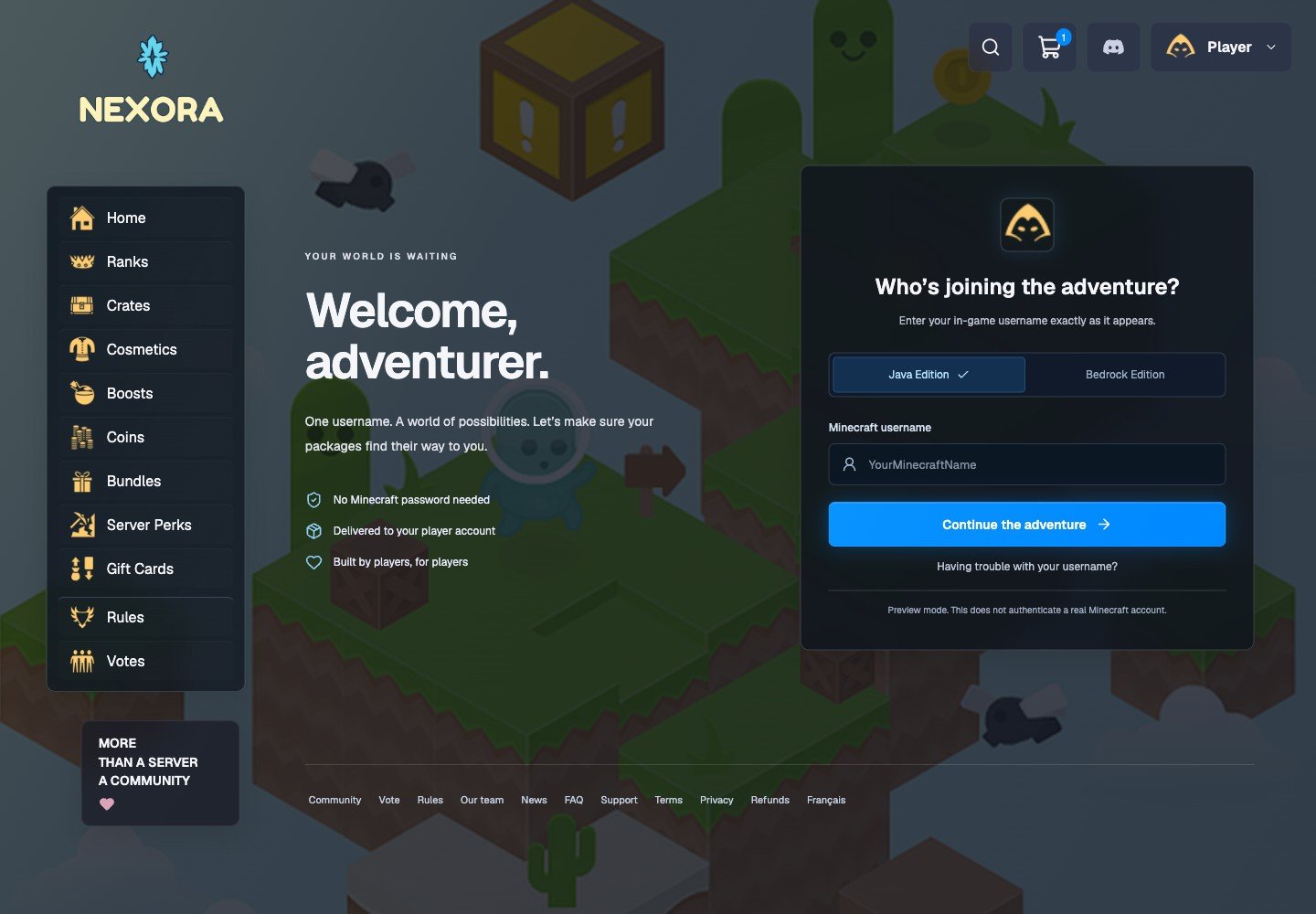 Checkout — actual Nexora interface with sample data
