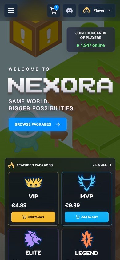 Mobile home — actual Nexora interface with sample data