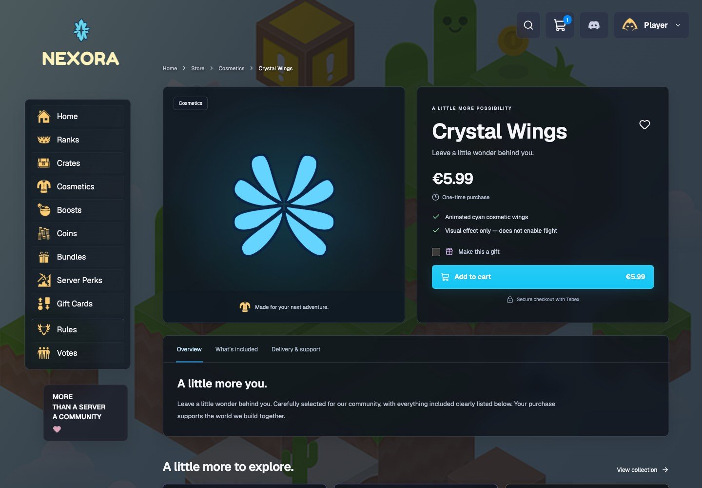 Product details — actual Nexora interface with sample data