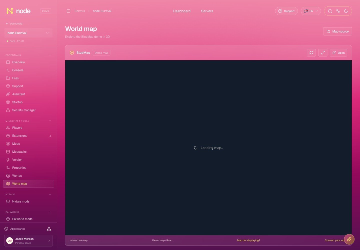 BlueMap — Node design preview with sample data