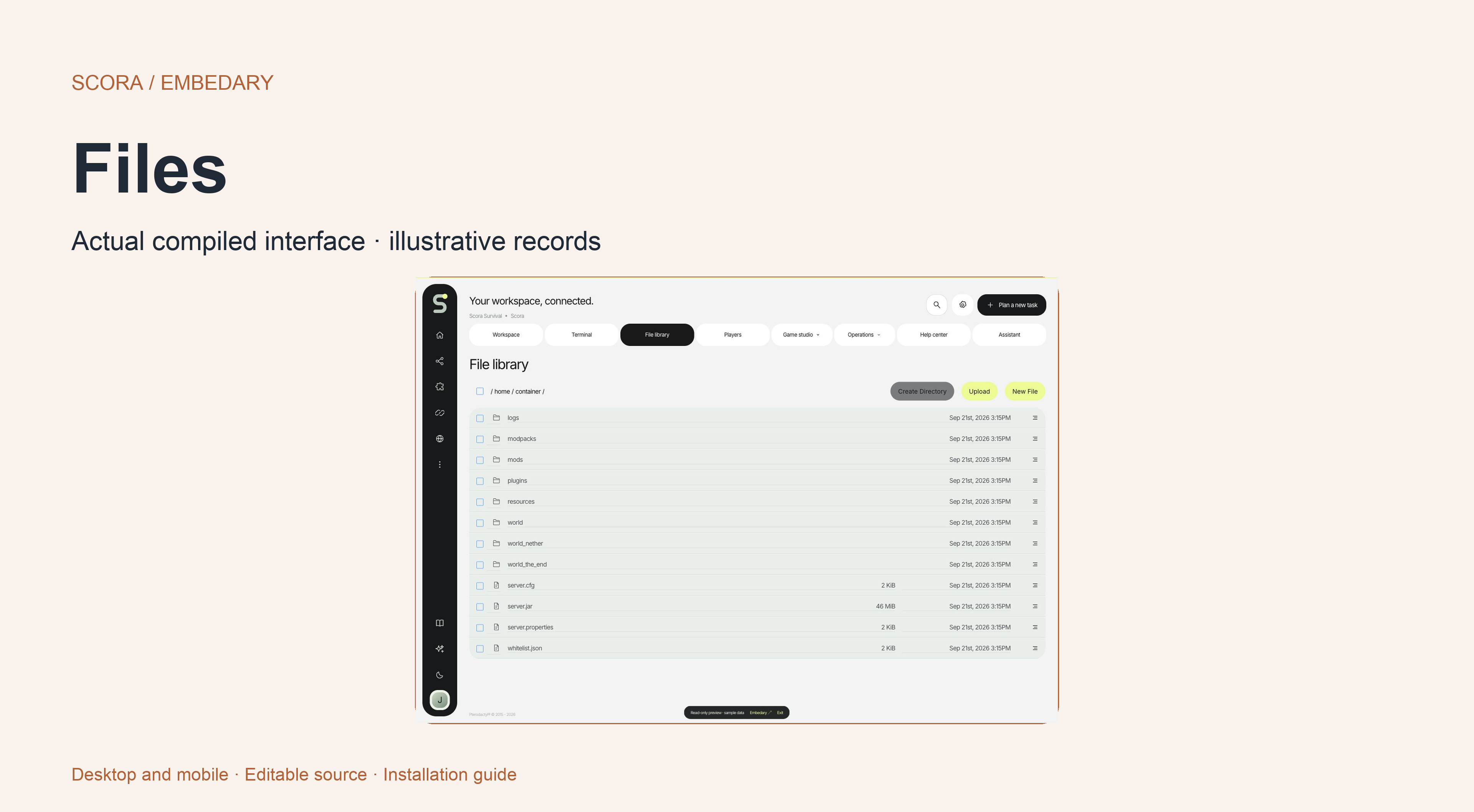 Scora file browser and native file operations.
