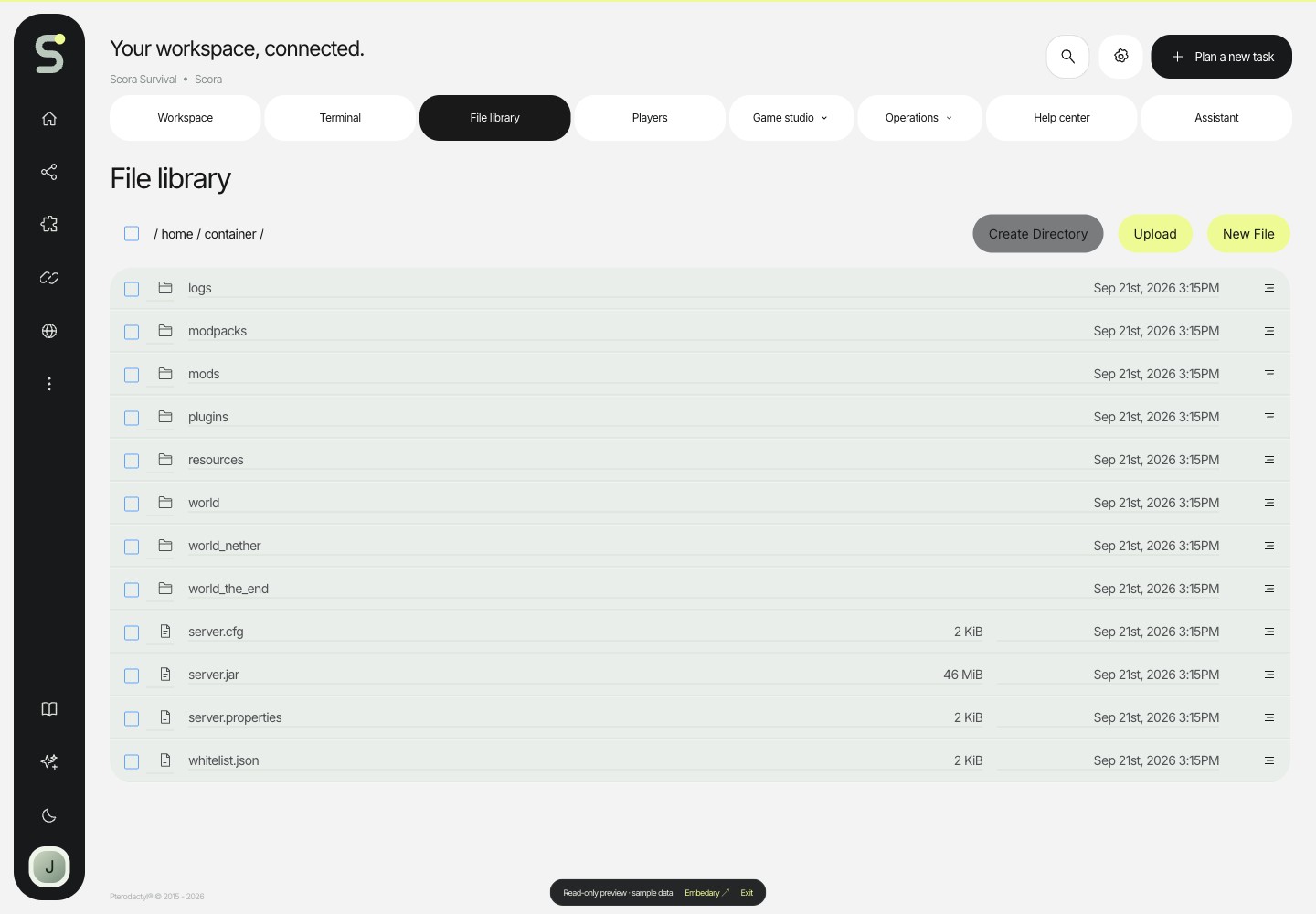 Scora — File library · sample data