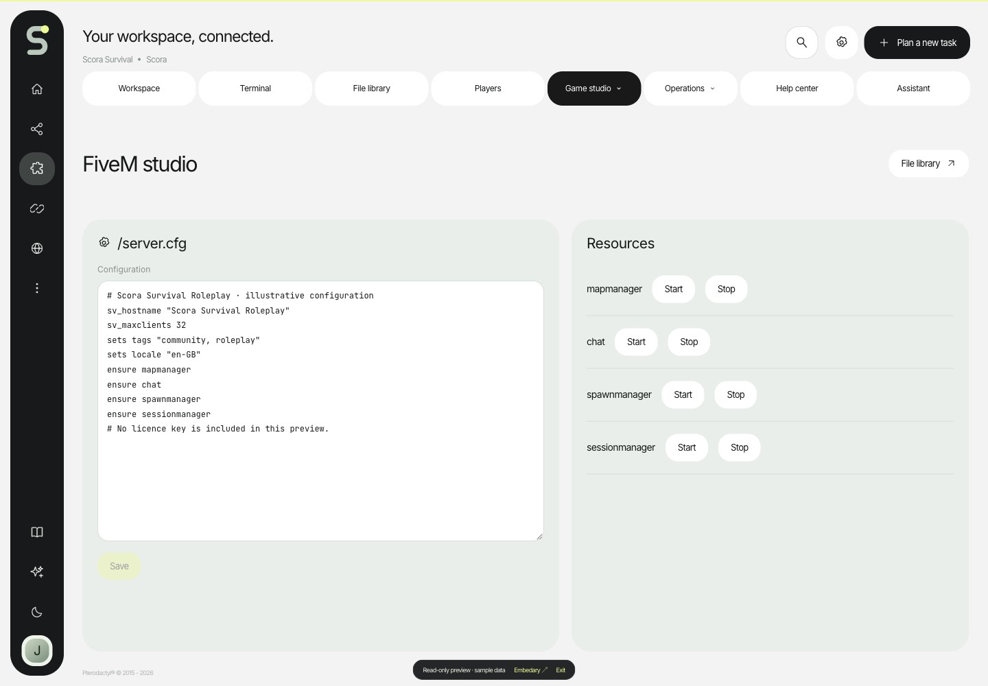 Scora — FiveM studio · sample data