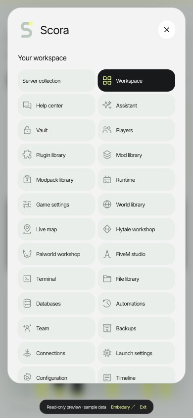 Scora mobile navigation drawer