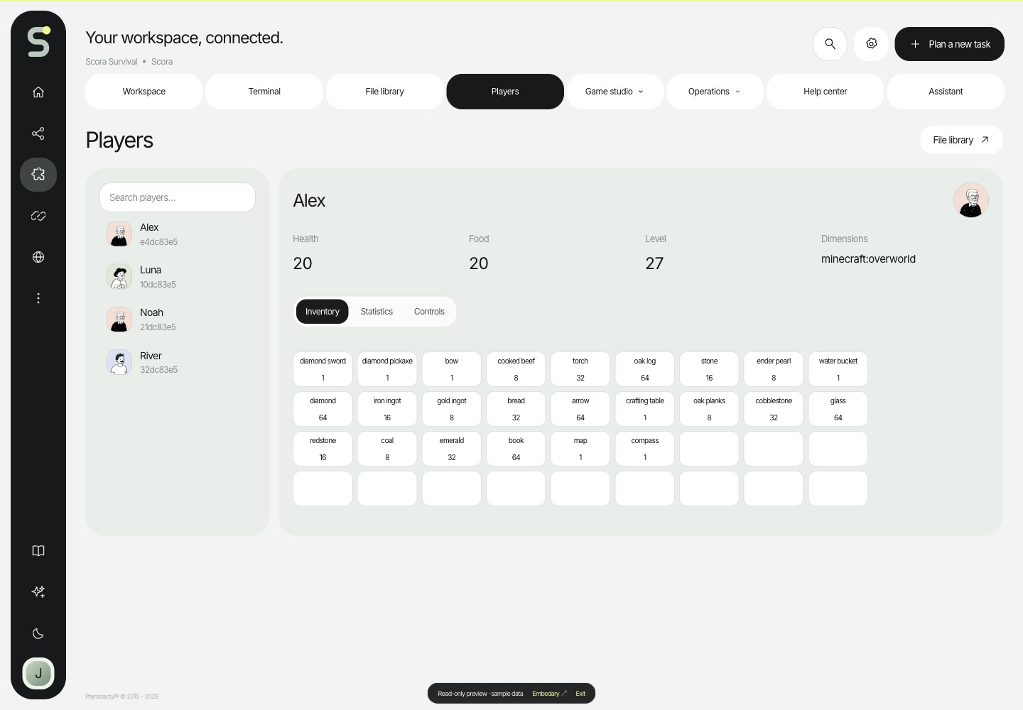 Scora — Players · sample data