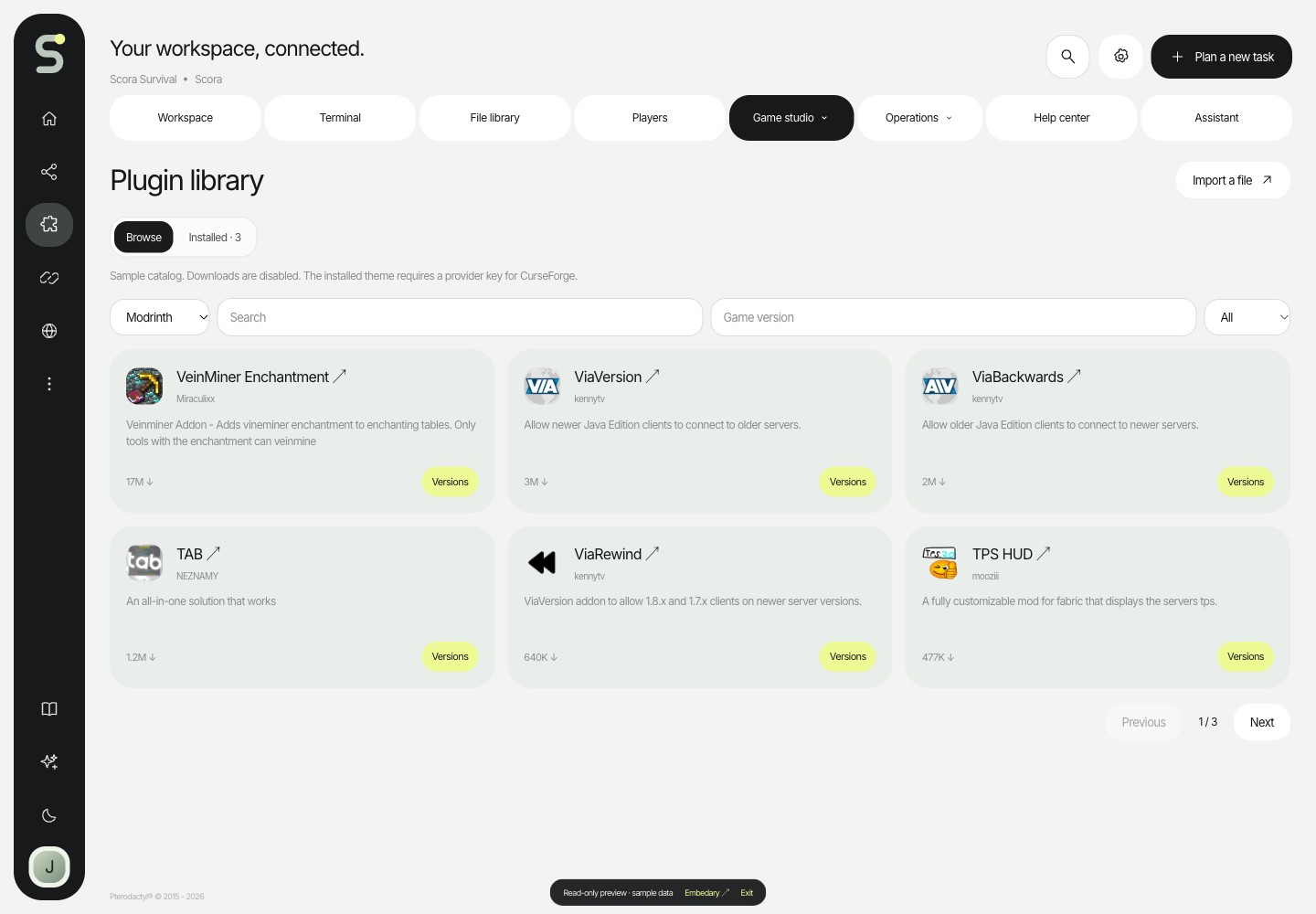 Scora — Plugin library · sample data