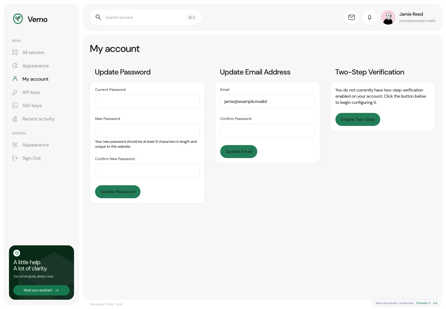 Verno — Account · sample data