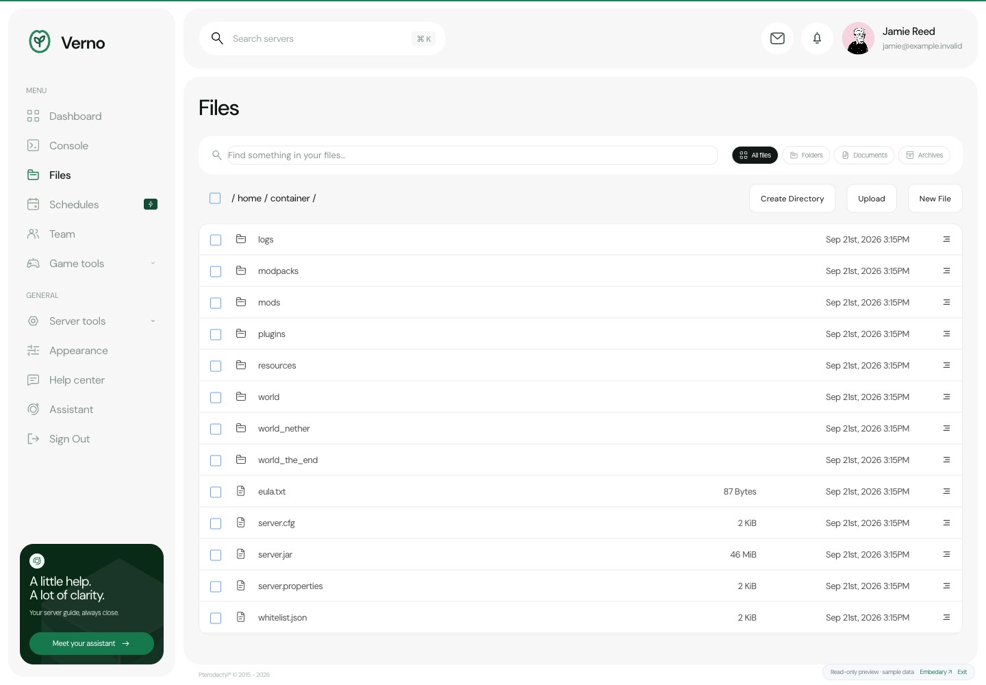 Verno — Files · sample data